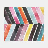 Jouw naam toevoegen | Vivid Waterverf Chevron I Fleece Deken (Voorkant (Horizontaal))
