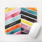 Jouw naam toevoegen | Vivid Waterverf Chevron I Muismat (Met muis)