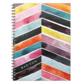 Jouw naam toevoegen | Vivid Waterverf Chevron I Notitieboek (Voorkant)