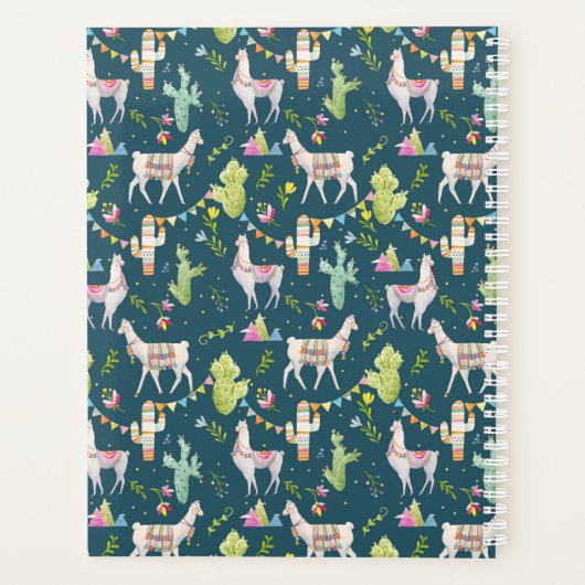 Jouw naam toevoegen | Vlagpatroon Waterverf Llama Planner (Achterkant)