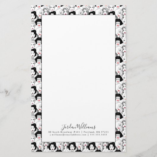 Jouw naam toevoegen | Vrouwen met een lippenstift Briefpapier (Voorkant)