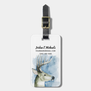 Jouw naam toevoegen Wandering Stag - Waterverf Bagagelabel