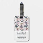 Jouw naam toevoegen | Waterverf Cactus Patroon Bagagelabel (Achterkant verticaal)