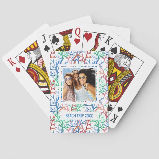 Jouw naam toevoegen | Waterverf Coral Pattern Pokerkaarten (Achterkant)