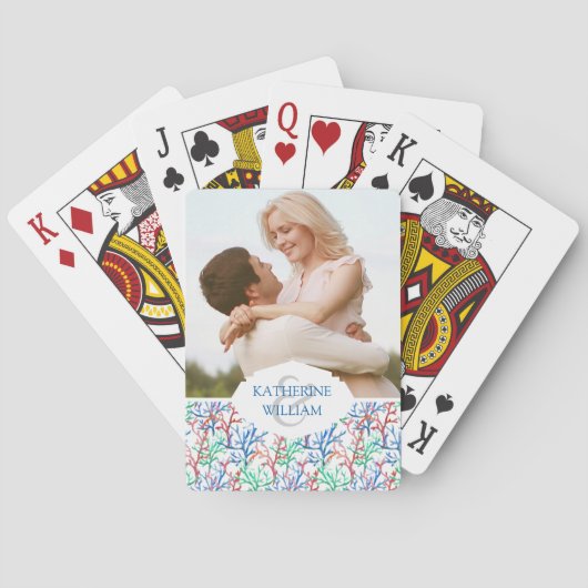 Jouw naam toevoegen | Waterverf Coral Pattern Speelkaarten (Achterkant)