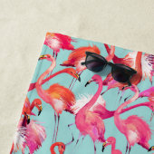 Jouw naam toevoegen | Waterverf Flamingos Gathered Strandlaken (In situ)