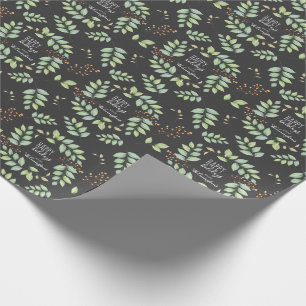 Jouw naam toevoegen   Waterverf Groene Feestdagen Cadeaupapier