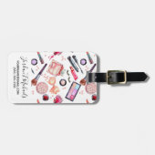 Jouw naam toevoegen | Waterverf Makeup Patroon Bagagelabel (Voorkant horizontaal)