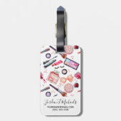 Jouw naam toevoegen | Waterverf Makeup Patroon Bagagelabel (Achterkant verticaal)