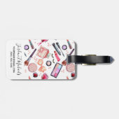 Jouw naam toevoegen | Waterverf Makeup Patroon Bagagelabel (Achterkant horizontaal)