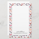 Jouw naam toevoegen | Waterverf Makeup Patroon Briefpapier (Voorkant / Achterkant)
