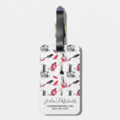 Jouw naam toevoegen | Waterverf Nail Pools Patroon Bagagelabel (Achterkant verticaal)