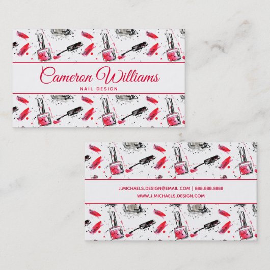 Jouw naam toevoegen | Waterverf Nail Pools Patroon Visitekaartje (Voorkant / Achterkant)