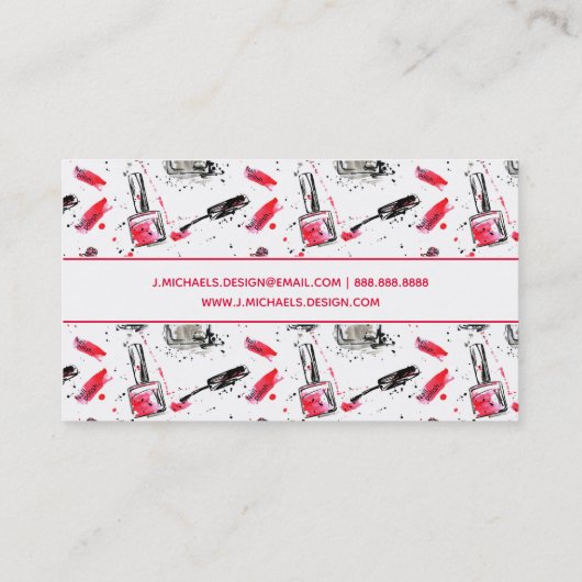 Jouw naam toevoegen | Waterverf Nail Pools Patroon Visitekaartje (Achterkant)