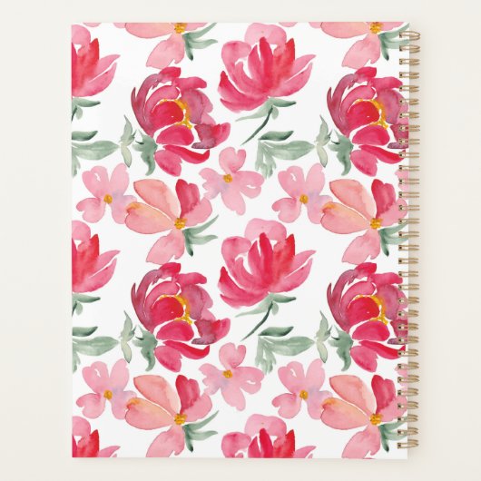 Jouw naam toevoegen | Waterverf Peony Pattern Planner (Achterkant)