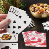 Jouw naam toevoegen | Waterverf Peony Pattern Pokerkaarten (Insitu)