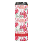 Jouw naam toevoegen | Waterverf Peony Pattern Thermosbeker (Achterkant)