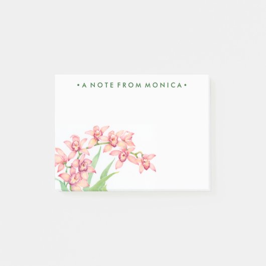 Jouw naam toevoegen | Waterverf Roze bloemen Post-it® Notes (Voorkant)
