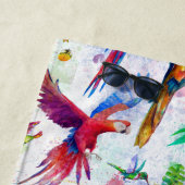 Jouw naam toevoegen | Waterverf Stijlparrots Strandlaken (In situ)