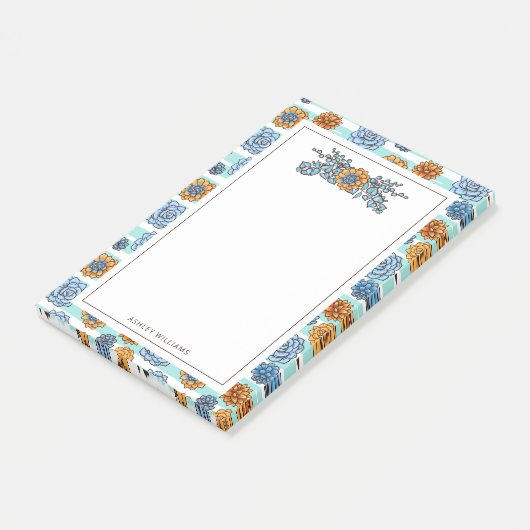 Jouw naam toevoegen | Waterverf Succulent Post-it® Notes (Schuin)