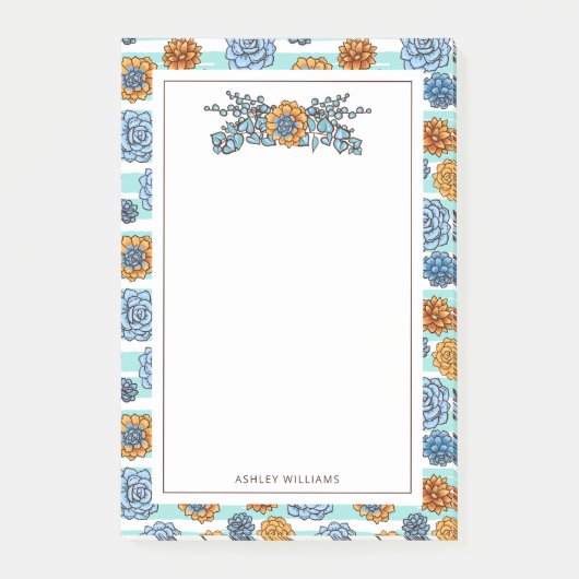 Jouw naam toevoegen | Waterverf Succulent Post-it® Notes (Voorkant)