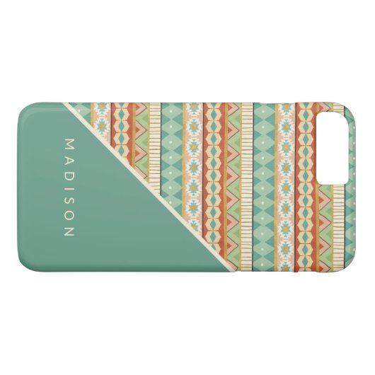Jouw naam toevoegen | Waterverf Tribaal Patroon Case-Mate iPhone Case (Achterkant (Horizontaal))