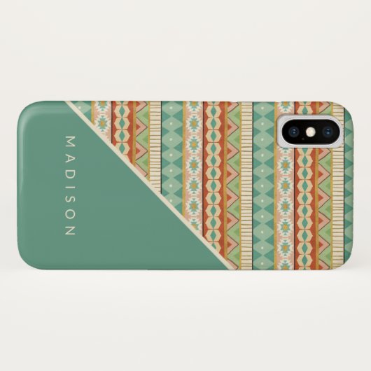 Jouw naam toevoegen | Waterverf Tribaal Patroon Case-Mate iPhone Case (Achterkant (horizontaal))