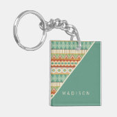 Jouw naam toevoegen | Waterverf Tribaal Patroon Sleutelhanger (Voorkant Links)