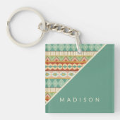 Jouw naam toevoegen | Waterverf Tribaal Patroon Sleutelhanger (Voorkant)