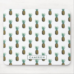 Jouw naam toevoegen   Waterverf tropische anananas Muismat