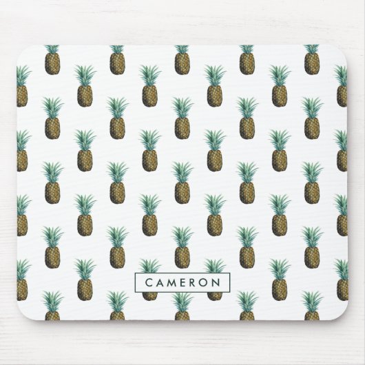 Jouw naam toevoegen | Waterverf tropische anananas Muismat (Voorkant)