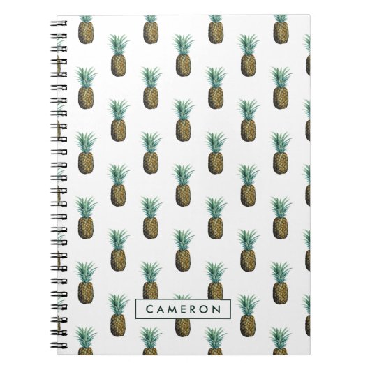 Jouw naam toevoegen | Waterverf tropische anananas Notitieboek (Voorkant)