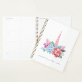 Jouw naam toevoegen | Waterverf Unicorn Floral Cro Planner (Display)