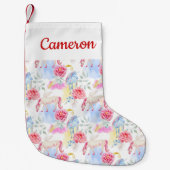 Jouw naam toevoegen | Waterverf Unicorn & Pegasus Kleine Kerstsok (Voorkant)