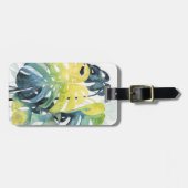 Jouw naam toevoegen | Waterverf Zonnepalmbladeren Bagagelabel (Voorkant horizontaal)