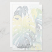 Jouw naam toevoegen | Waterverf Zonnepalmbladeren Briefpapier (Voorkant / Achterkant)