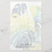 Jouw naam toevoegen | Waterverf Zonnepalmbladeren Briefpapier (Voorkant)