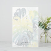 Jouw naam toevoegen | Waterverf Zonnepalmbladeren Briefpapier (Staand voorkant)