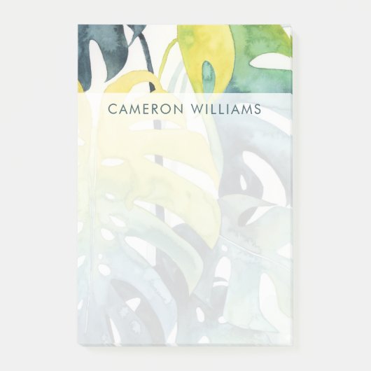 Jouw naam toevoegen | Waterverf Zonnepalmbladeren Post-it® Notes (Voorkant)