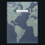 Jouw naam toevoegen | Wereldkaart blauwe linen Notitieboek<br><div class="desc">Blue Linen Map Artist: Studio W</div>