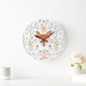 Jouw naam toevoegen | Whimsical Woodland Fox Grote Klok (Huis)