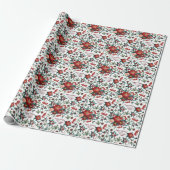 Jouw naam toevoegen | White Holly Berry Winter Fee Cadeaupapier (Uitgerold)