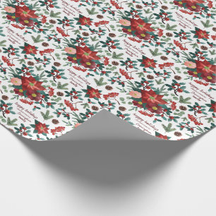 Jouw naam toevoegen  White Holly Berry Winter Fees Cadeaupapier