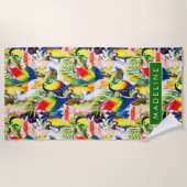 Jouw naam toevoegen | Wortelen en palmbladeren Strandlaken (Voorkant)