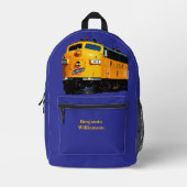 Jouw naam toevoegen - Yellow Diesel Locomotive on  Bedrukte Rugzak (Voorkant)