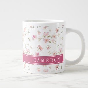 Jouw naam toevoegen   Zacht roze Waterverf ventila Grote Koffiekop