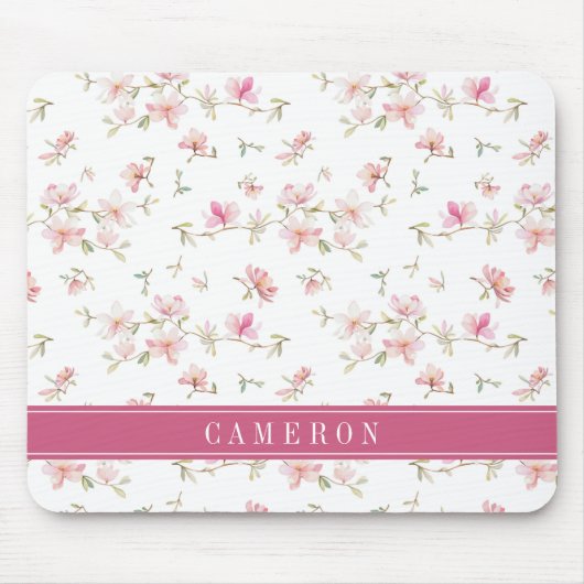 Jouw naam toevoegen | Zacht roze Waterverf ventila Muismat (Voorkant)