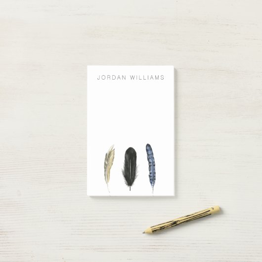 Jouw naam toevoegen | Zachte veren I Post-it® Notes (Op bureau)