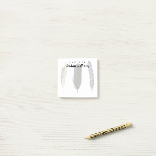 Jouw naam toevoegen | Zachte veren I Post-it® Notes (Op bureau)