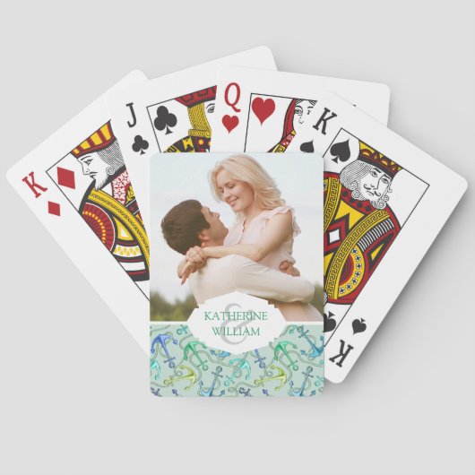 Jouw naam toevoegen | Zee-Ankers en hellingspatroo Pokerkaarten (Achterkant)